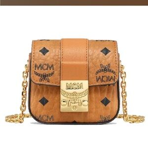 MCM Brown Mini Bag with Gold Chain